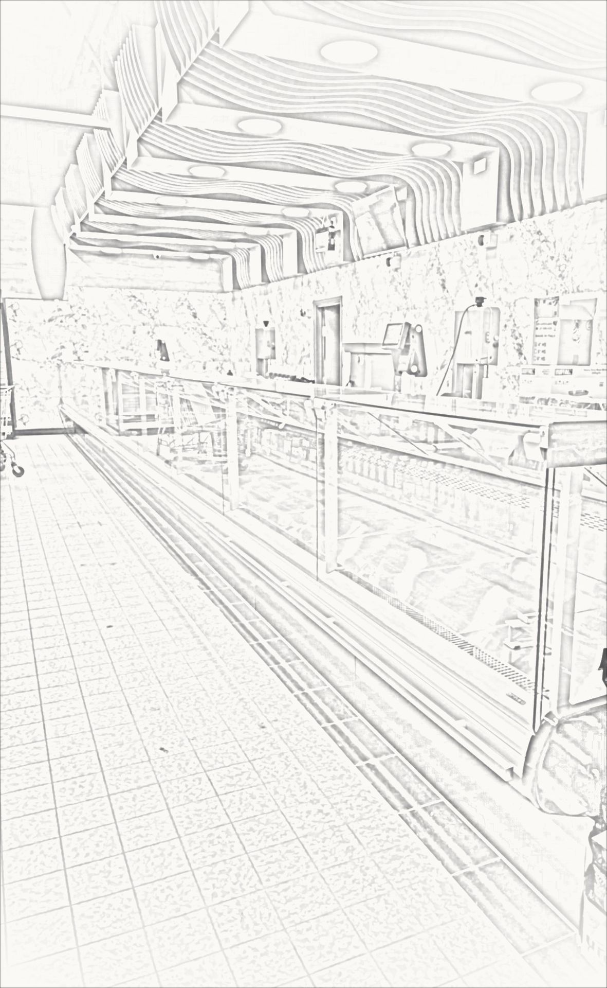 Design sketch of a DLG butchery counter with custom wooden ceiling decoration – project design by DLG Shopfitting